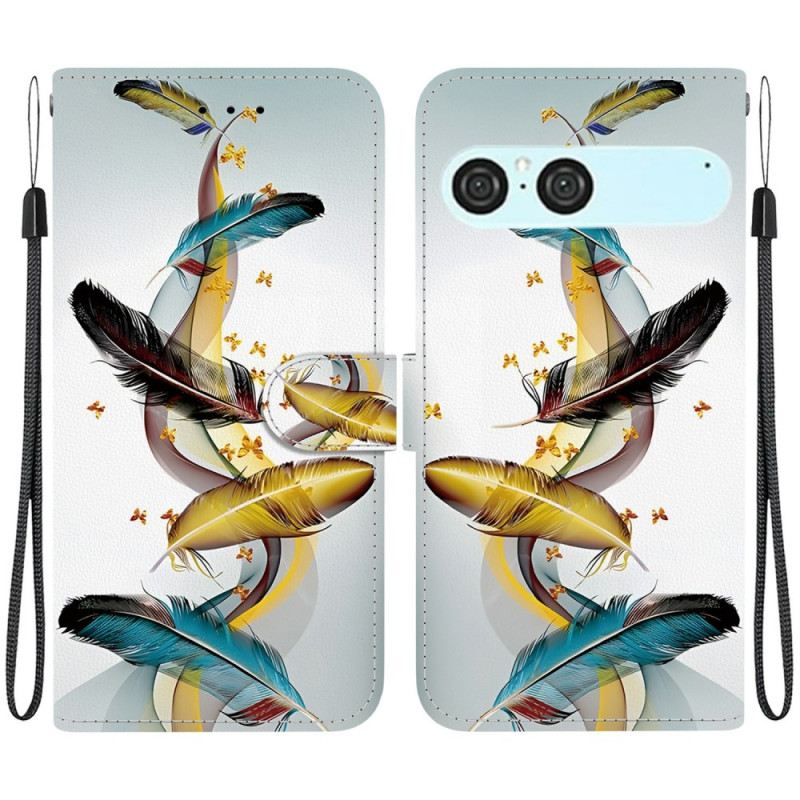 Lederhüllen Für Sony Xperia 10 Vii Goldene Federn