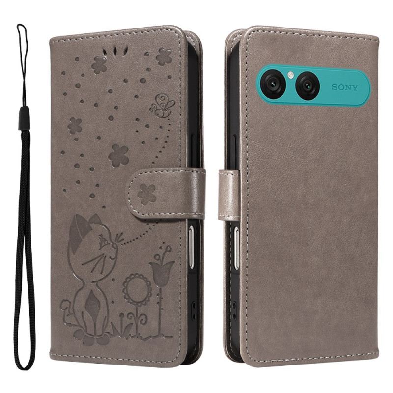 Lederhüllen Für Sony Xperia 10 Vii Katze Und Biene