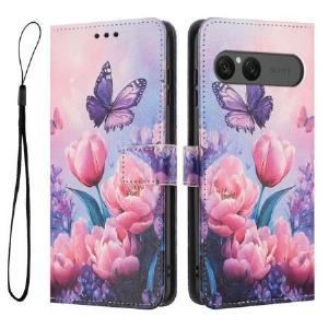 Lederhüllen Sony Xperia 10 Vii Handyhülle Rosa Blumenmuster