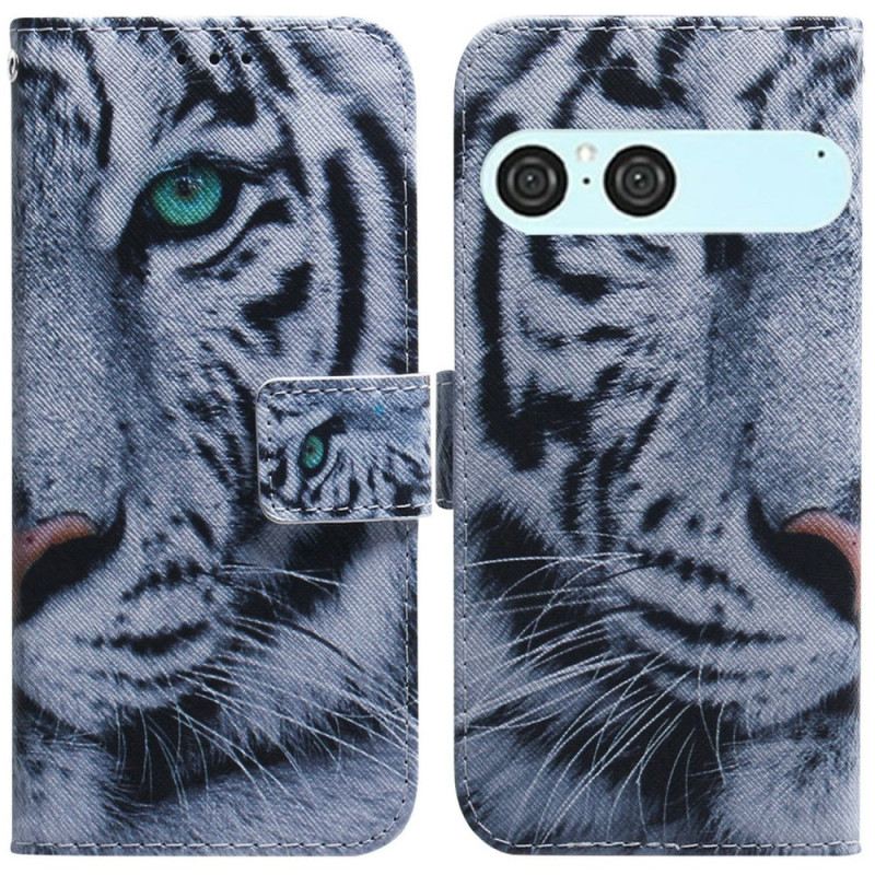Lederhüllen Sony Xperia 10 Vii Handyhülle Weißer Tiger