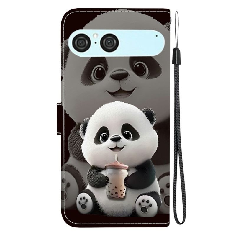 Lederhüllen Sony Xperia 10 Vii Panda Mit Babyflasche
