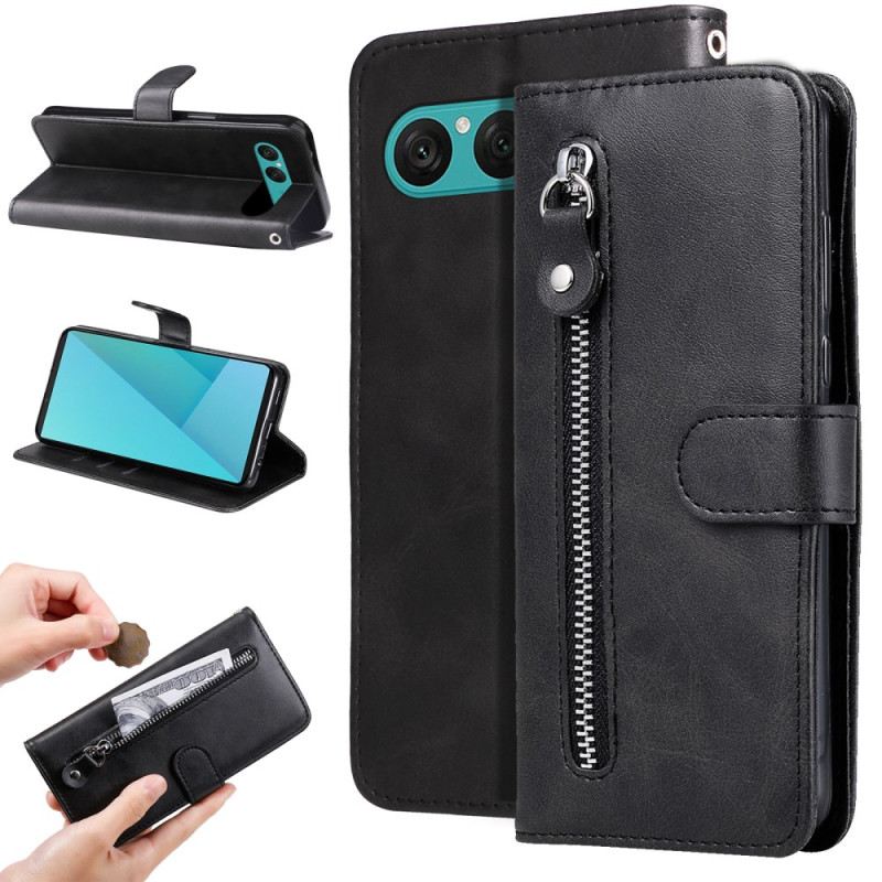 Lederhüllen Sony Xperia 10 Vii Reißverschlussfach