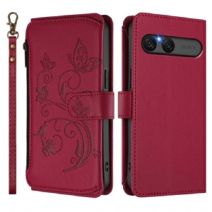 Lederhüllen Sony Xperia 10 Vii Rfid-geldbörse Mit Blumenmuster