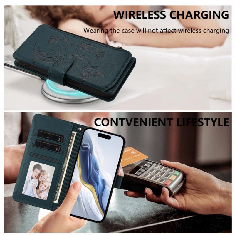 Lederhüllen Sony Xperia 10 Vii Rfid-geldbörse Mit Blumenmuster