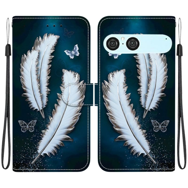 Lederhüllen Sony Xperia 10 Vii Weiße Schmetterlinge