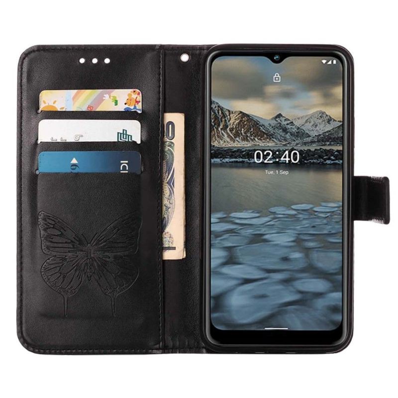 Flip Case Für Nokia 2.4 Schmetterlingsblumen-kartenhalter