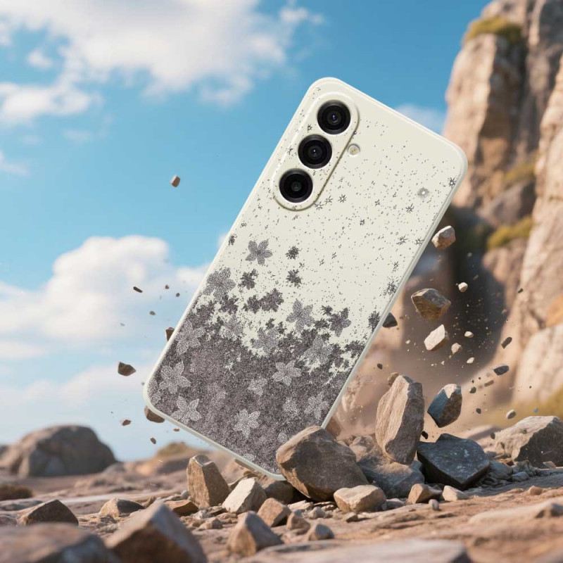 Hülle Samsung Galaxy A17 4g / 5g Graues Blumenmuster