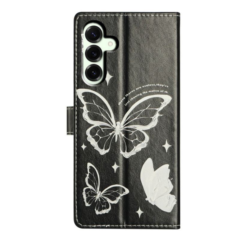 Lederhüllen Für Samsung Galaxy A17 4g / 5g Schwarz-weiße Schmetterlinge