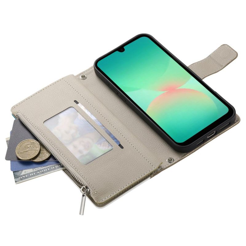 Lederhüllen Samsung Galaxy A17 4g / 5g Geldbörse Mit Reißverschluss Und Riemen