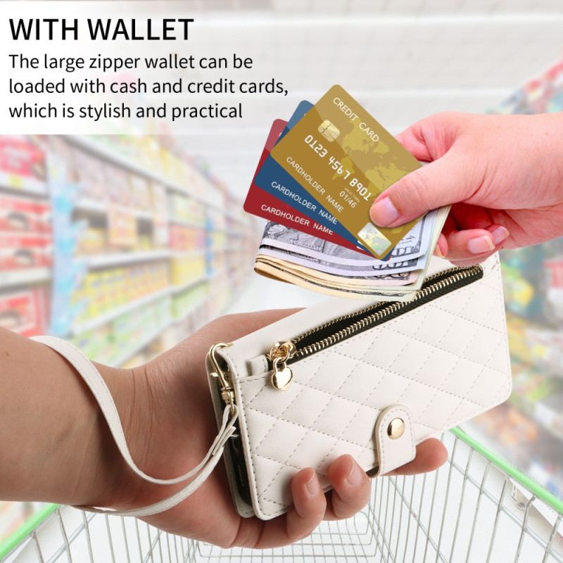 Lederhüllen Samsung Galaxy A17 4g / 5g Gesteppt Mit Riemen Und Schultergurt Armband