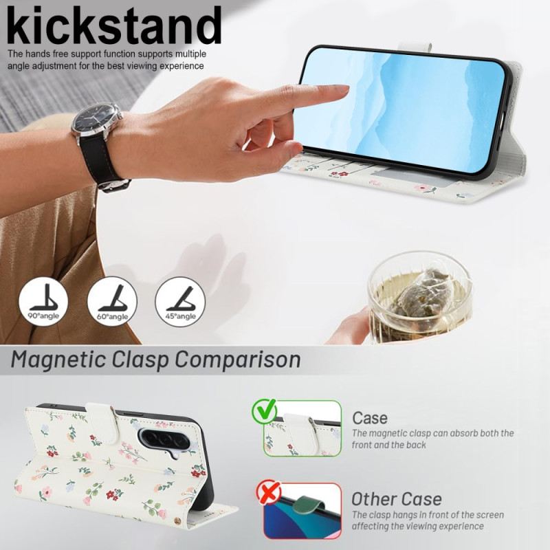 Lederhüllen Samsung Galaxy A17 4g / 5g Handyhülle Geldbörse Mit Blumenmuster