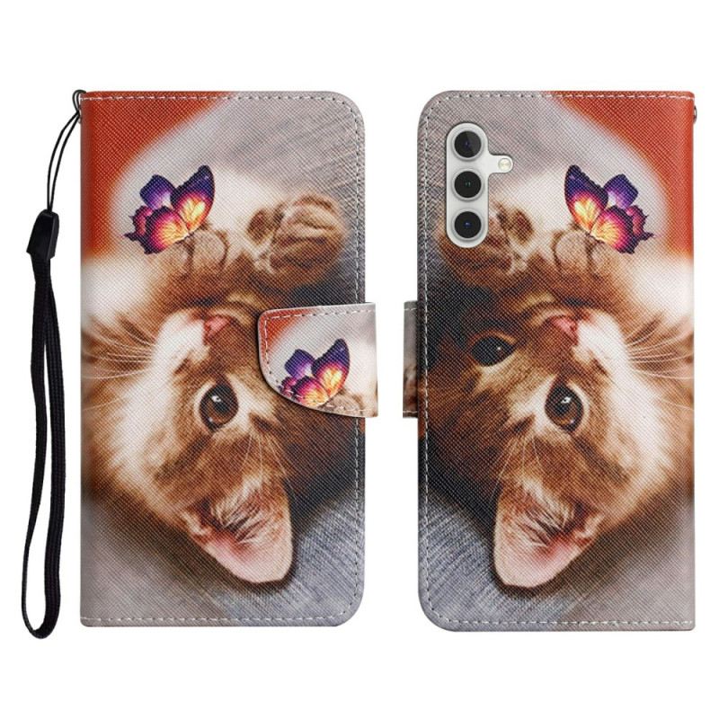 Lederhüllen Samsung Galaxy A17 4g / 5g Handyhülle Schmetterling Und Katze