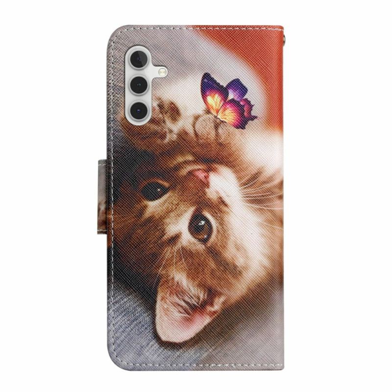 Lederhüllen Samsung Galaxy A17 4g / 5g Handyhülle Schmetterling Und Katze