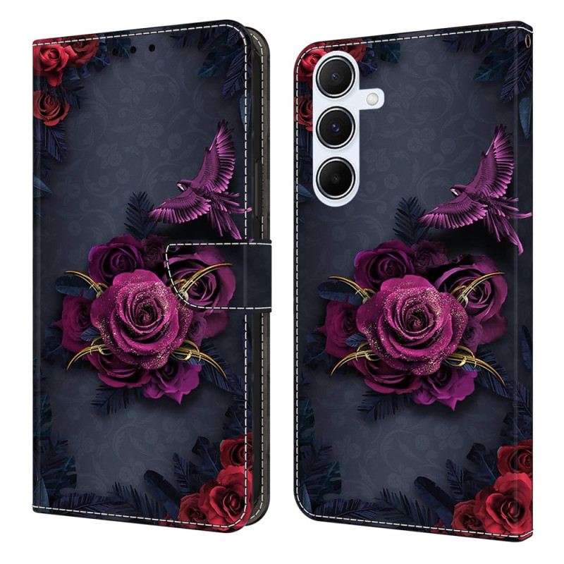 Lederhüllen Samsung Galaxy A17 4g / 5g Violette Blumen