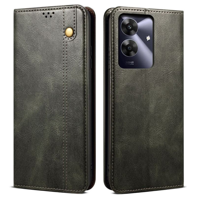 Flip Case Realme Note 60 Gewachstes Kunstleder