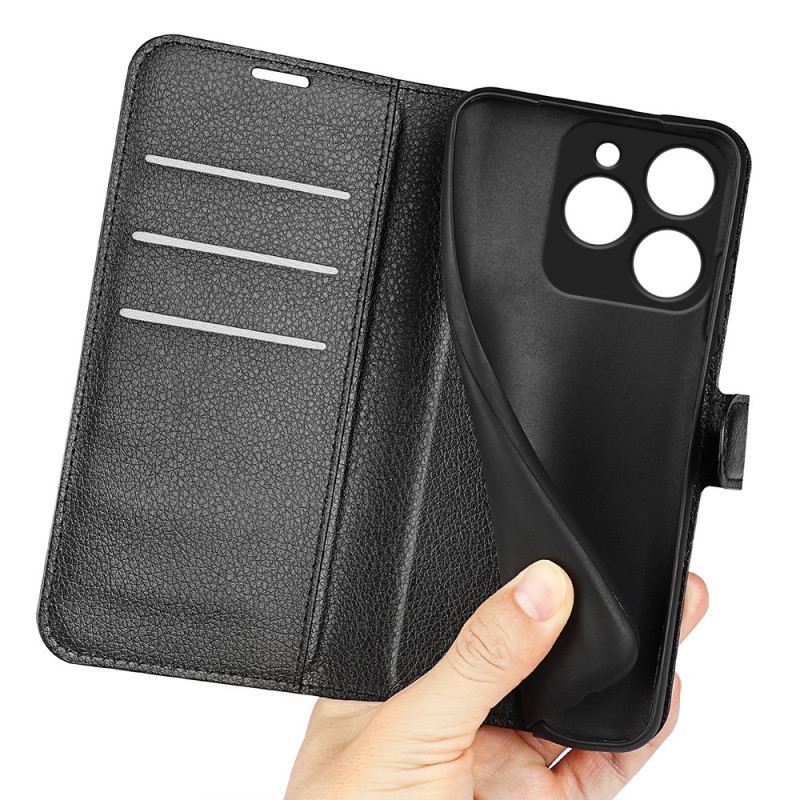 Lederhüllen Realme Note 60 Klassisches Litschi-kunstleder