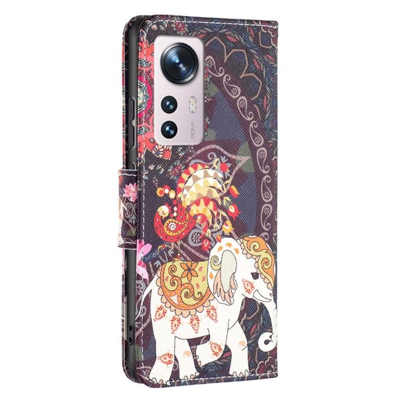 Lederhüllen Für Xiaomi 12 Elefantenmuster
