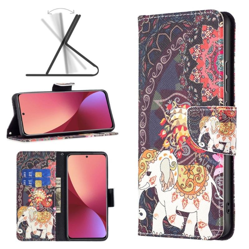 Lederhüllen Für Xiaomi 12 Elefantenmuster