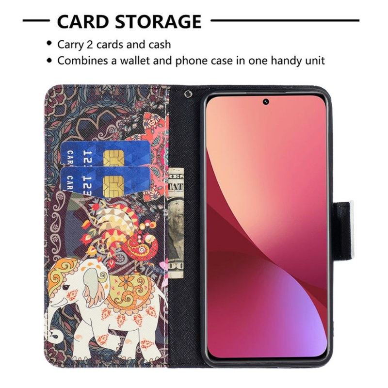 Lederhüllen Für Xiaomi 12 Elefantenmuster