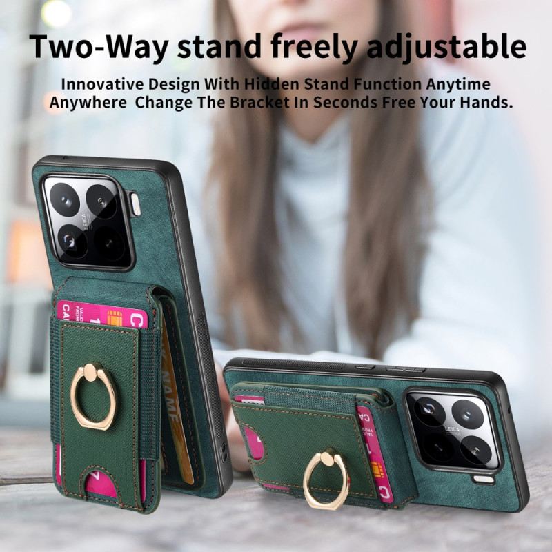 Hülle Xiaomi 15 Handyhülle Abnehmbarer Kartenhalter Und Ständer In Wildlederoptik