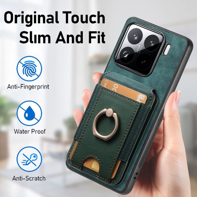Hülle Xiaomi 15 Handyhülle Abnehmbarer Kartenhalter Und Ständer In Wildlederoptik