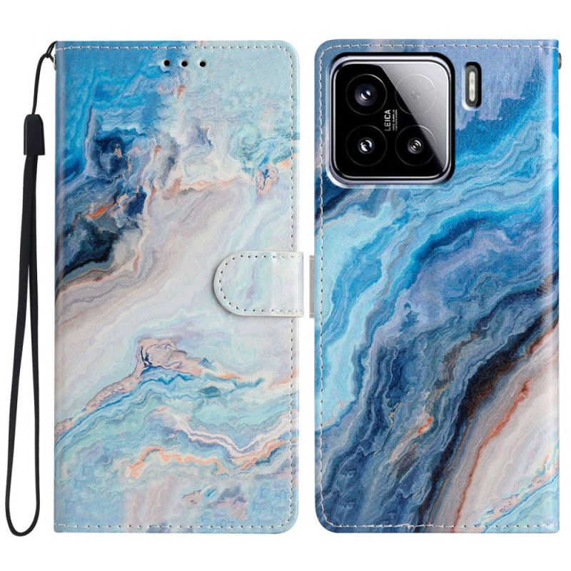 Lederhüllen Xiaomi 15 Blauer Marmor