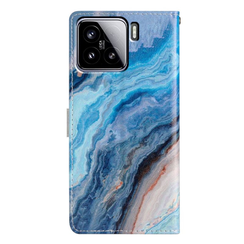 Lederhüllen Xiaomi 15 Blauer Marmor