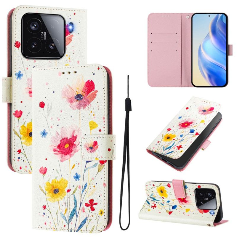 Lederhüllen Xiaomi 15 Blumenmotiv