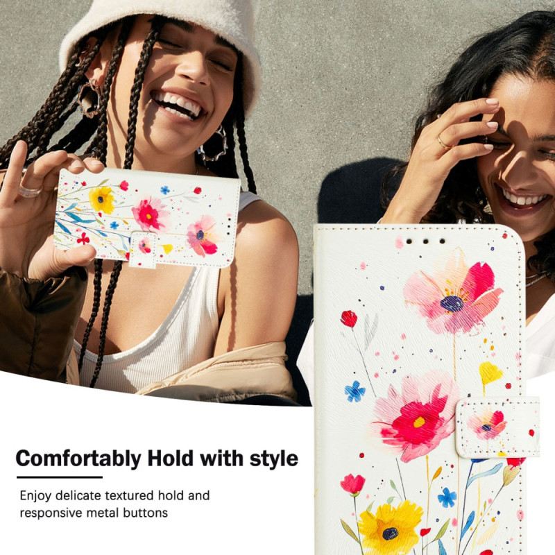 Lederhüllen Xiaomi 15 Blumenmotiv