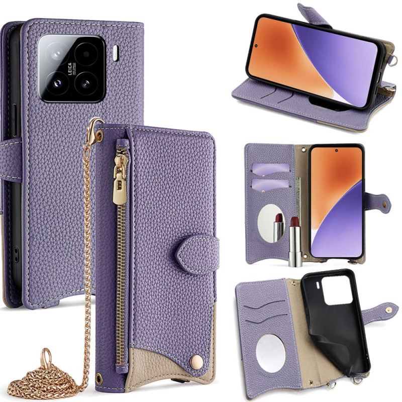 Lederhüllen Xiaomi 15 Handyhülle Brieftasche Und Kette
