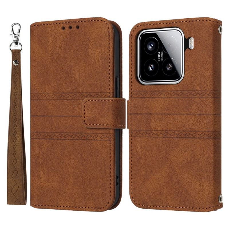 Lederhüllen Xiaomi 15 Handyhülle Doppelfries