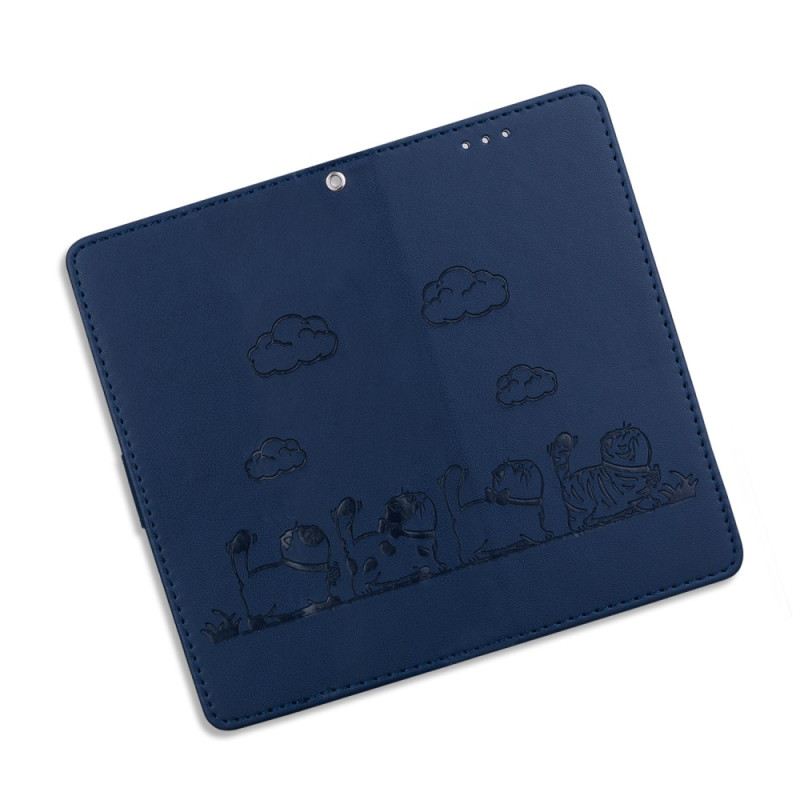 Lederhüllen Xiaomi 15 Handyhülle Katzenmotiv-riemen