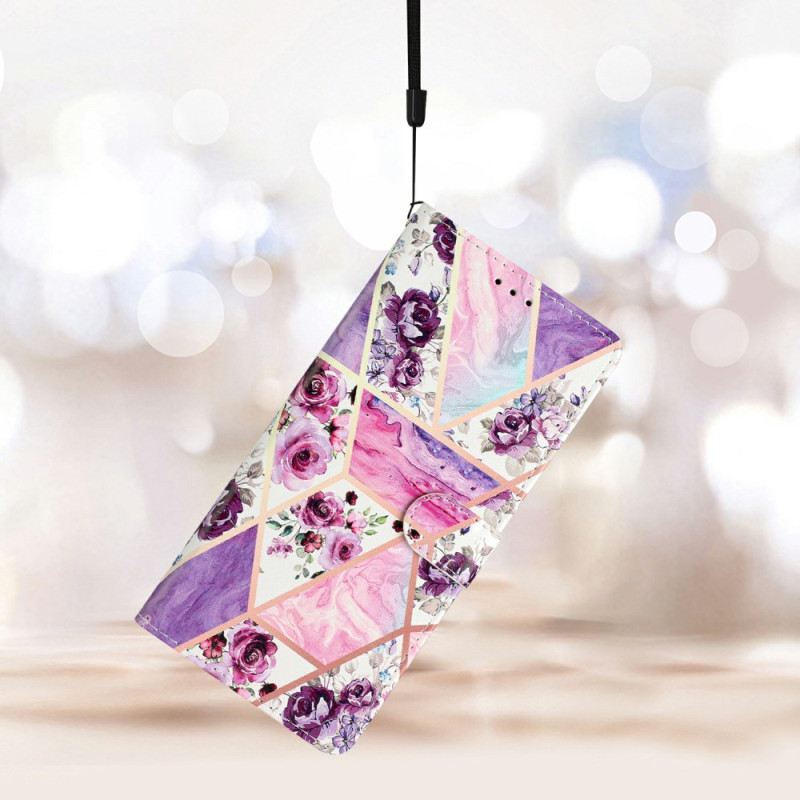 Lederhüllen Xiaomi 15 Handyhülle Lila Blumenmuster