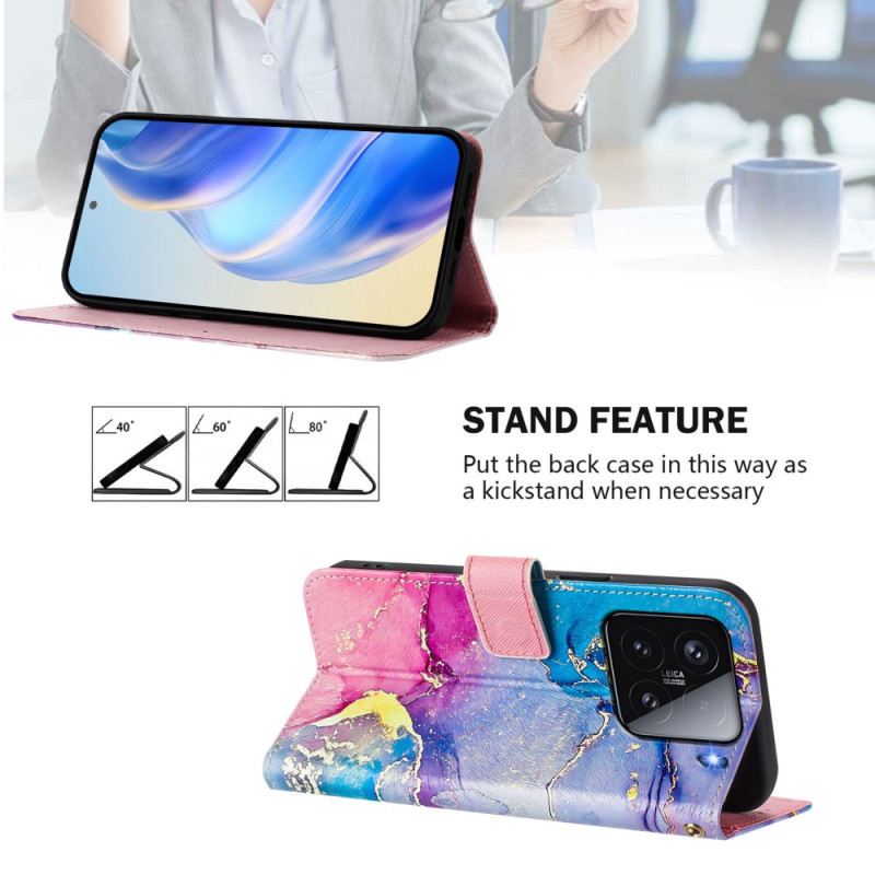 Lederhüllen Xiaomi 15 Handyhülle Mehrfarbiger Marmor