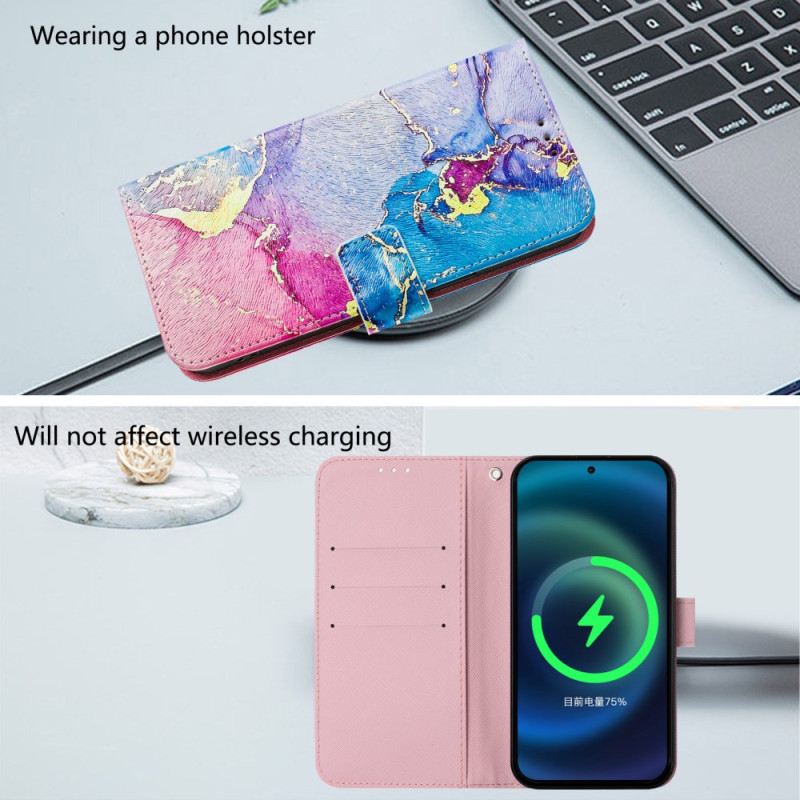 Lederhüllen Xiaomi 15 Handyhülle Mehrfarbiger Marmor