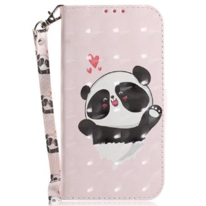 Lederhüllen Xiaomi 15 Handyhülle Panda-liebes-lanyard