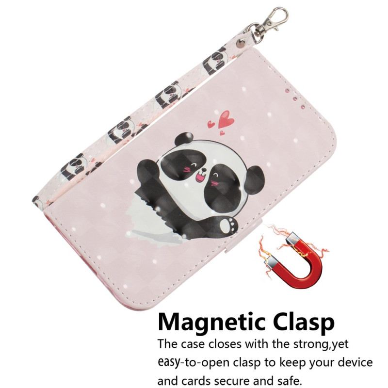 Lederhüllen Xiaomi 15 Handyhülle Panda-liebes-lanyard