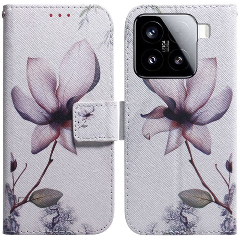 Lederhüllen Xiaomi 15 Handyhülle Rosa Blume