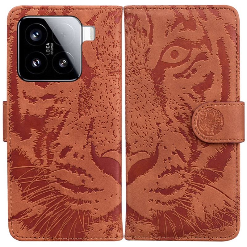 Lederhüllen Xiaomi 15 Handyhülle Tigerprint