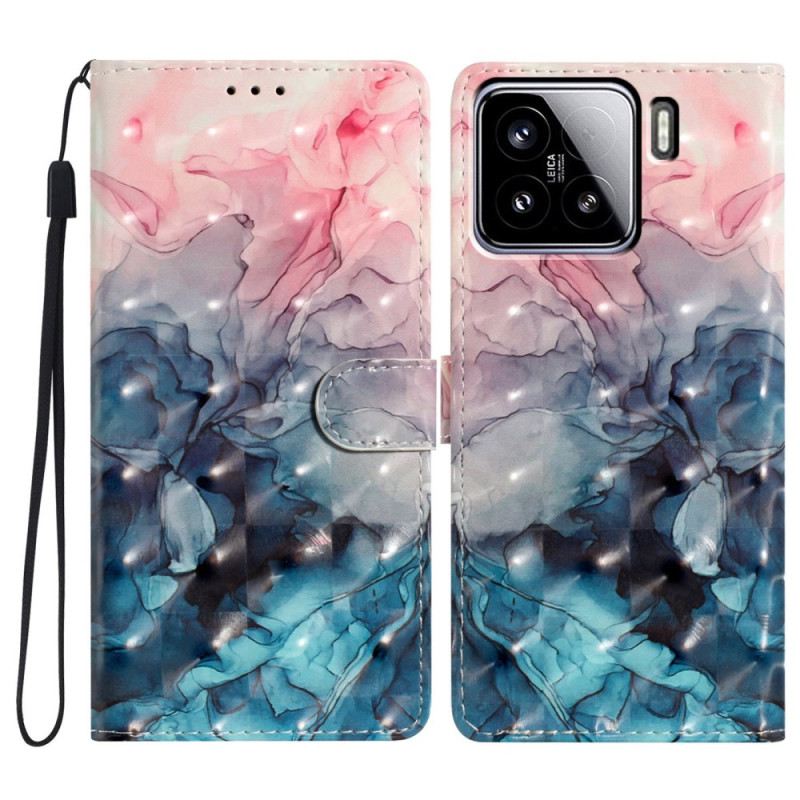 Lederhüllen Xiaomi 15 Rosa Und Blauer Marmor