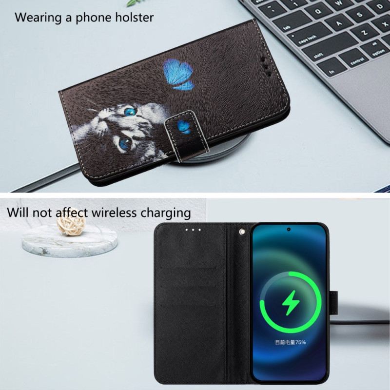 Lederhüllen Xiaomi 15 Schmetterling Und Katze