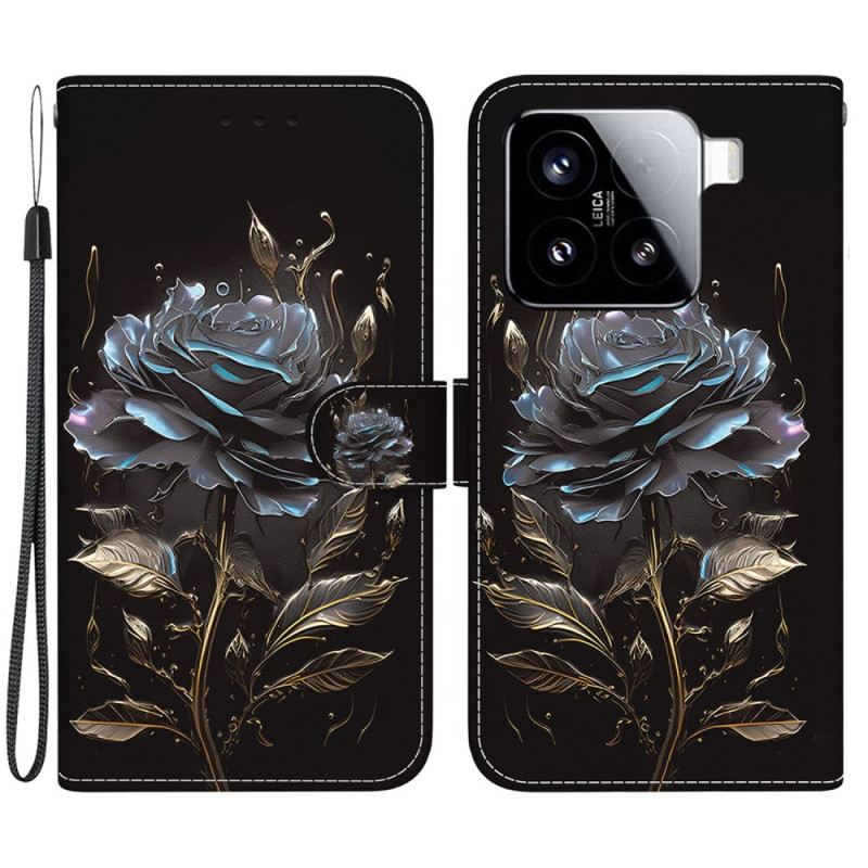 Lederhüllen Xiaomi 15 Schwarze Rose