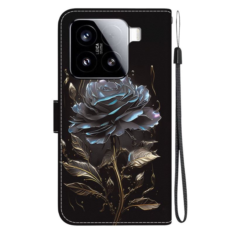 Lederhüllen Xiaomi 15 Schwarze Rose