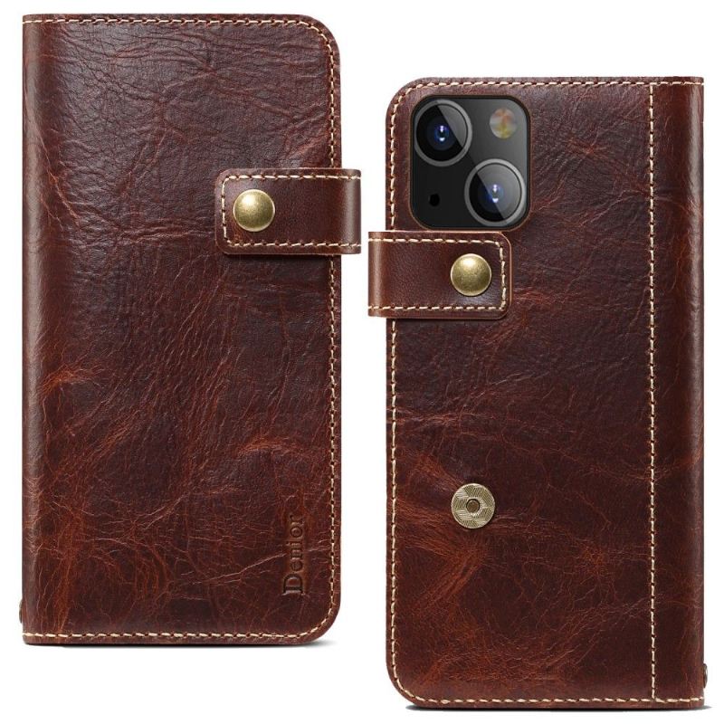 Flip Case Für iPhone 13 Mini Vintage-ledernähte