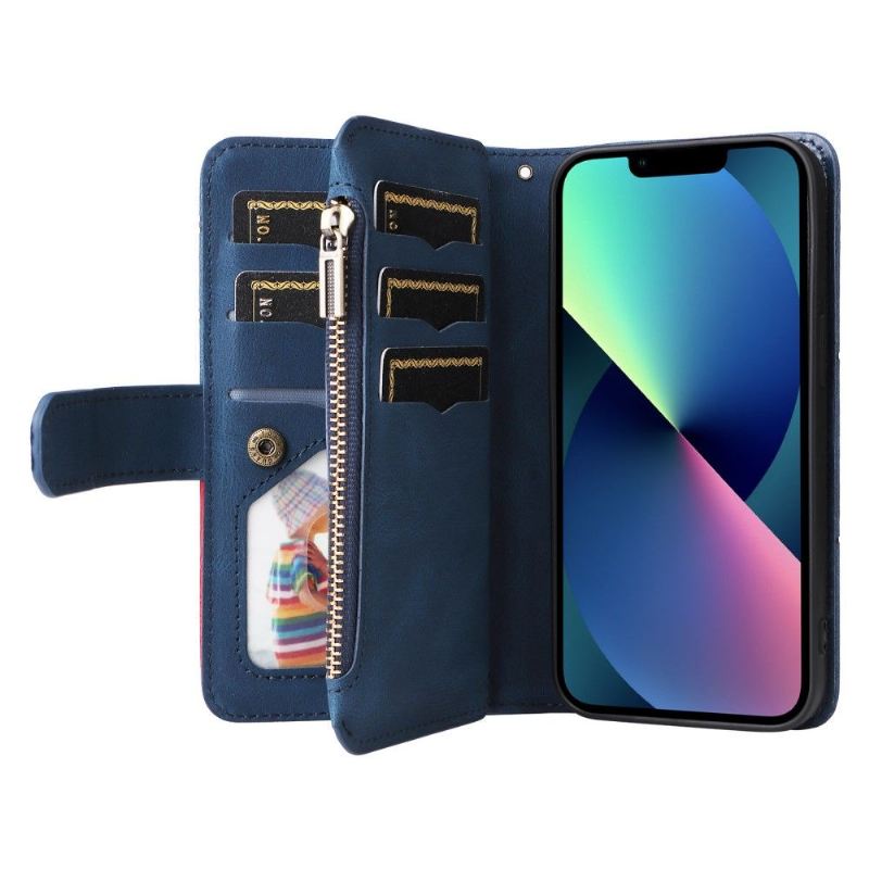 Lederhüllen Für iPhone 13 Mini Schutzhülle Zweifarbige Künstlerische 002-serie