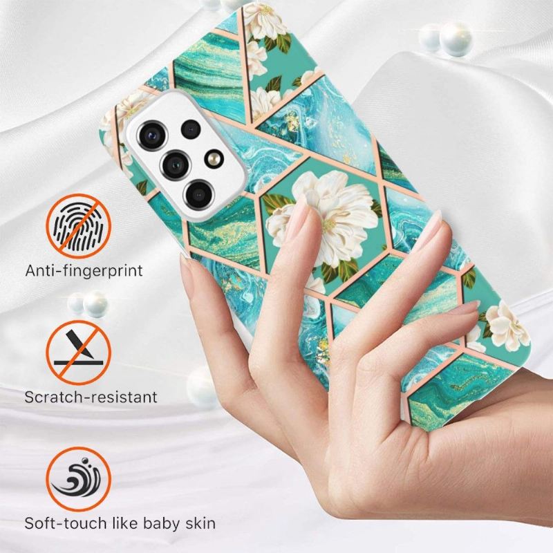 Hülle Für Samsung Galaxy A53 5G Anti-Sturz Marmor Und Weiße Blumen