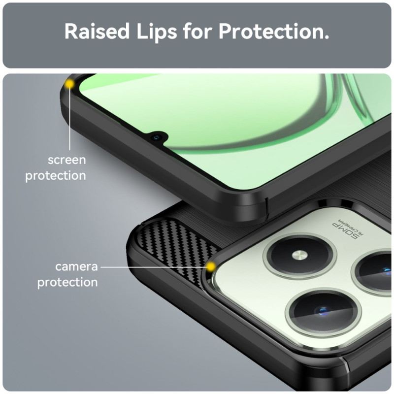 Hülle Für Realme C61 Gebürstete Kohlefaser