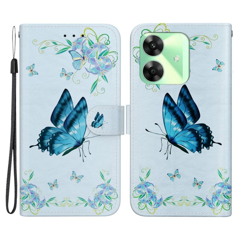 Lederhüllen Realme C61 Handyhülle Blaue Landschaft