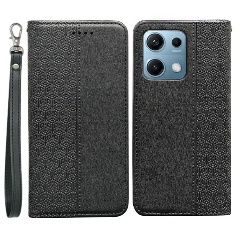Flip Case Xiaomi Redmi Note 14s Handyhülle Kariertes Muster Mit Riemen