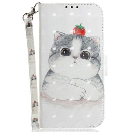Lederhüllen Xiaomi Redmi Note 14s Katze Und Erdbeer-lanyard